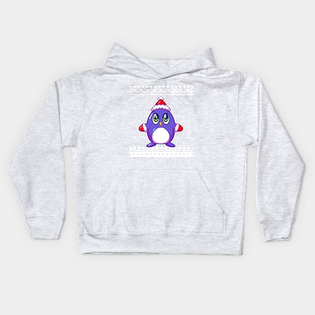 Christmas Sweater penguin Kids Hoodie by koneko